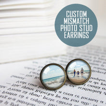 Load image into Gallery viewer, Personalized Mismatch Photo Stud Bronze Earrings
