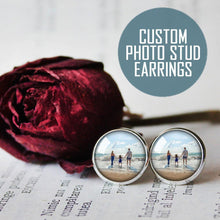 Load image into Gallery viewer, Personalized Photo Stud Silver Earrings
