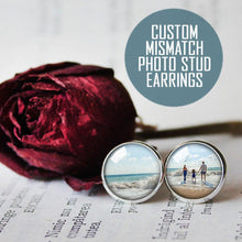 Load image into Gallery viewer, Personalized Mismatch Photo Stud Silver Earrings
