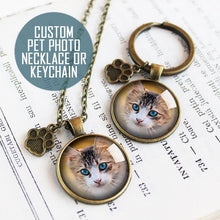 Load image into Gallery viewer, Personalized Pet Photo Pendant Necklace Keychain

