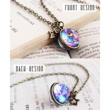 Load image into Gallery viewer, Colorful Blue Purple Galaxy Globe Necklace - 11pixeli
