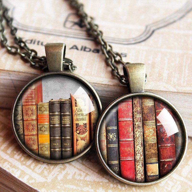 Book Stack Necklace, Library Gifts Necklace, Book Geek, Book Jewelry, Stack of Books, Reader, Writer, Gift, Librarian Jewelry Gift , For her