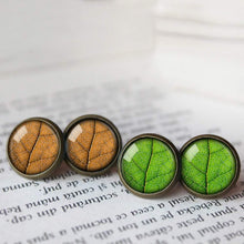 Load image into Gallery viewer, Autumn Leaf and Green Leaf Earrings - 11pixeli
