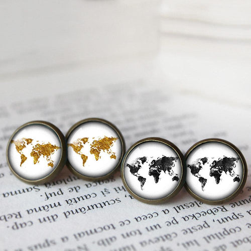 Modern World Map Globe Earrings - 11pixeli