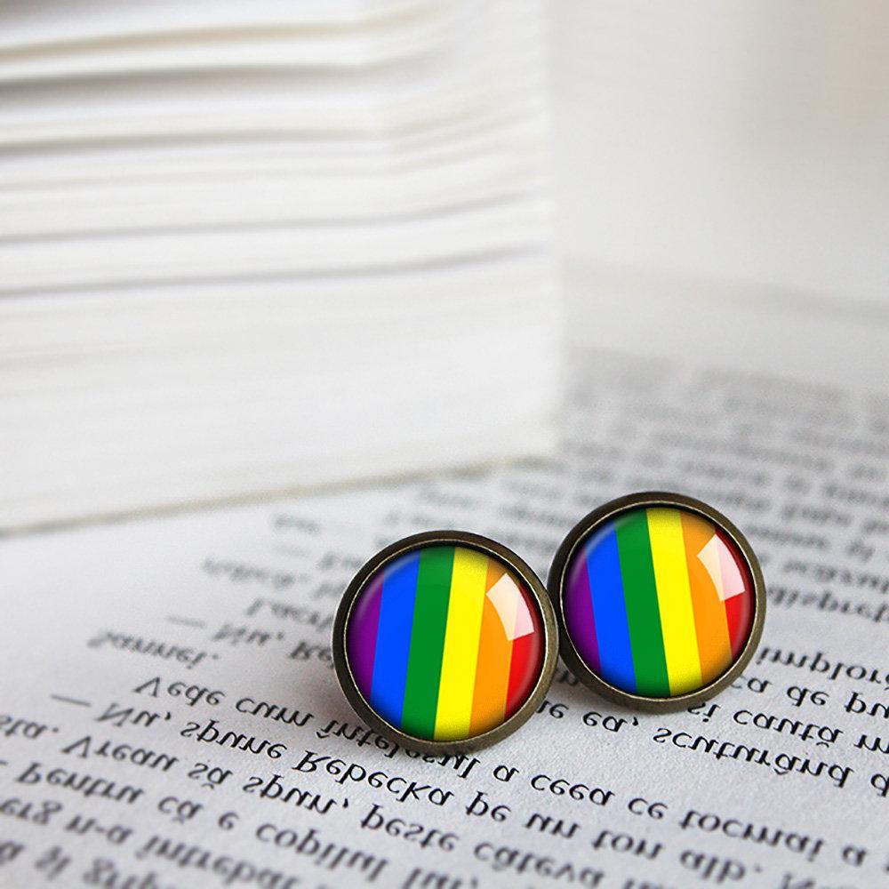 Tiny Rainbow Stripes Stud Earrings - 11pixeli