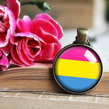 Load image into Gallery viewer, Pansexual Necklace. Pan Pride Pendant, Pansexual Jewelry, Pansexual Pride Flag Jewelry, LGBTQ Jewelry, Pansexual Gift, Pansexual Flag Gift
