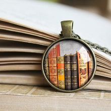 Load image into Gallery viewer, Book Stack Necklace, Library Gifts Necklace, Book Geek, Book Jewelry, Stack of Books, Reader, Writer, Gift, Librarian Jewelry Gift , For her
