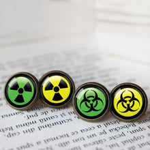 Load image into Gallery viewer, Toxic Bio hazard Radioactivity Symbol Earrings - 11pixeli
