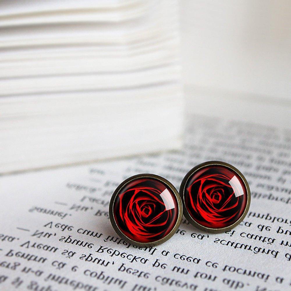 Red rose Earrings - 11pixeli