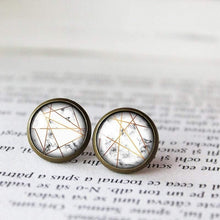 Load image into Gallery viewer, White Marble Geometric Earrings - 11pixeli
