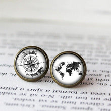 Load image into Gallery viewer, Compass and Globe Earrings - 11pixeli
