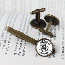 Load image into Gallery viewer, Compass TIe Clip, Nautical Tie Clip, Nautical Gift, Compass Jewelry, Gift for men, Tie Bars, Husband gift, Traveler gift,, Compass tie bars
