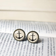 Load image into Gallery viewer, Anchor Cufflinks, Anchor Tie Clips, Gift Sailor, Nautical Wedding Cufflinks. Gift for a Traveller, Nautical Cufflinks for a Beach Wedding
