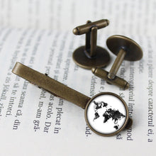 Load image into Gallery viewer, World Map Globe Tie clip, Earth Tie clips, Earth Jewelry, Globe Tie clip, Map Tie clip, vintage globe Tie clips, Antique Map Tie bars, gift
