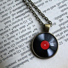 Load image into Gallery viewer, Vinyl Record Pendant - Retro music necklace - Glass Dome Pendant
