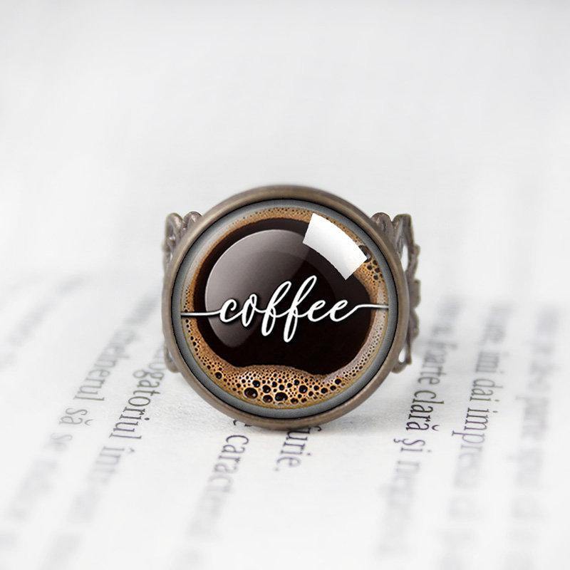 Adjustable Ring, Coffee Rings, Caffeine Addict, Coffee Addicts, Coffee Gifts, Coffee Lovers, Black Coffee Ring, For her, For Women, Caffeine - 11pixeli