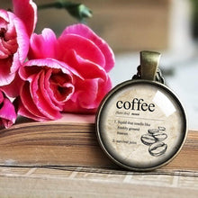 Load image into Gallery viewer, Coffee Definition Necklace, Dictionary Word Pendant, ,Coffee Quote Necklace, Coffee Pendant, Caffeine Addict, Coffee Gifts, Coffee Addicts
