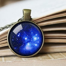Load image into Gallery viewer, Pleiades Necklace ,Pleiades Pendant, Blue Galaxy Gift, Space Universe Necklace, Galaxy Necklace, Nebula Necklace, Pleiades Stars Jewelry
