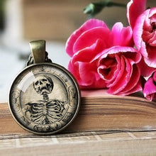 Load image into Gallery viewer, Memento Mori Necklace, Skull Necklace, Skull Pendant, Goth Jewelry, Skeleton Jewelry, Macabre Gift, Goth Gift, Gothic Jewelry, Vintage Skull
