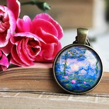 Load image into Gallery viewer, Water Lilies Necklace, Monet Bridge Necklace, Claude Monet Necklaces, Water lilies Pendant, Bridge Pendant Gifts For Artists, Painting Art
