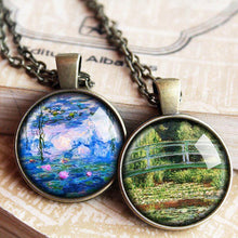 Load image into Gallery viewer, Water Lilies Necklace, Monet Bridge Necklace, Claude Monet Necklaces, Water lilies Pendant, Bridge Pendant Gifts For Artists, Painting Art
