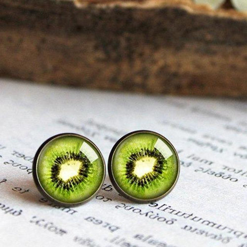 Kiwi Fruit Slice Earrings - 11pixeli