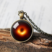 Load image into Gallery viewer, Black Hole Necklace, Black Hole Pendant, Black Hole Jewelry, Messier 87, NGC 4486 Space Pendant, Gift for Scientist, Science Gift Necklace

