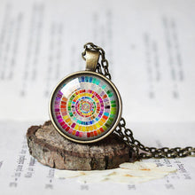 Load image into Gallery viewer, Vintage Color Wheel Necklace, Artists Pendant Color Wheel Necklace, Gift for Art Teachers Students, Retro French Color Wheel,Gift for Artist

