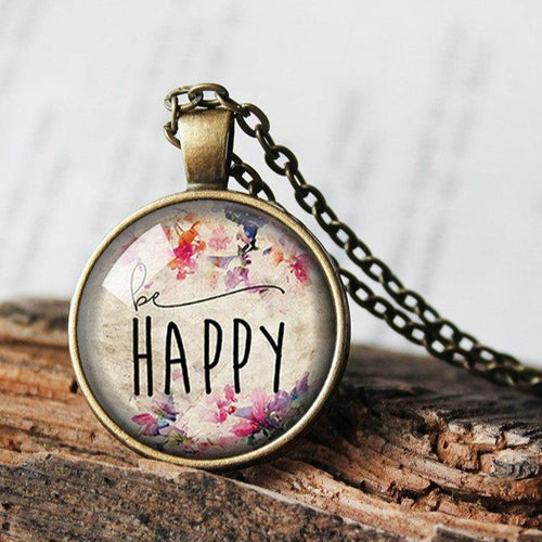 Be happy Necklace, Be happy Pendant, Be happy Jewelry, Gift for Woman, Charm Necklace, Positivity gift, Happiness Necklace, Mental Health