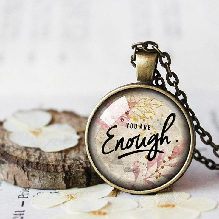 You Are Enough Necklace, Positive Message, Mantra Necklace, You alone are enough Gift, Positivity gift, Happiness Necklace, Mental Health