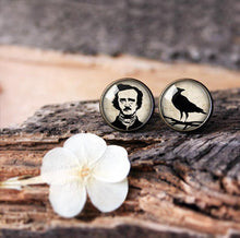 Load image into Gallery viewer, Edgar Allan Poe Raven Earrings - 11pixeli
