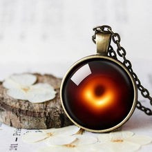 Load image into Gallery viewer, Black Hole Necklace, Black Hole Pendant, Black Hole Jewelry, Messier 87, NGC 4486 Space Pendant, Gift for Scientist, Science Gift Necklace
