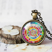 Load image into Gallery viewer, Vintage Color Wheel Necklace, Artists Pendant Color Wheel Necklace, Gift for Art Teachers Students, Retro French Color Wheel,Gift for Artist

