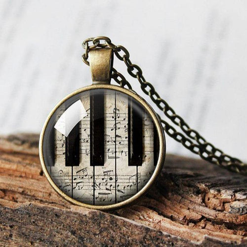 Piano Necklace, Piano Pendant, Black and White Keyboard Pendant, Music Jewelry Gift, Musical Jewelry, Musical Gift, Piano Teacher Gift
