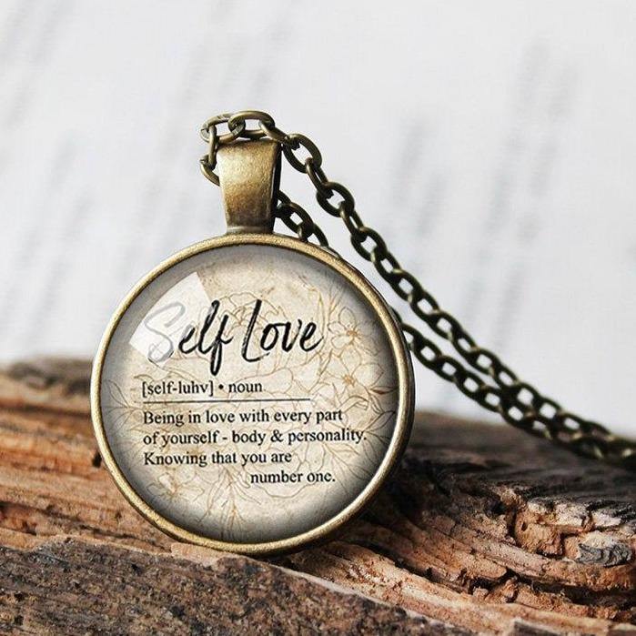 Self-love Definition Necklace, Self-love Pendant, Self-love Gift, Motivating Gift, Encouragement Gift, Motivating Quote, Mental Health Gift