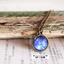 Load image into Gallery viewer, Pleiades Globe Necklace, Pleiades Globe Pendant, Blue Galaxy Gift, Space Universe Necklace, Sphere Galaxy Gift, Ball Pleiades Stars Jewelry
