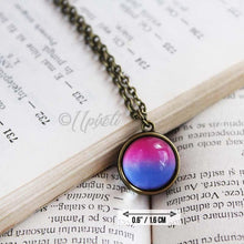 Load image into Gallery viewer, Bisexual Pride Globe Necklace, Bisexual Globe Pendant, Bisexual Jewelry, Bisexual Gifts, Bisexual Pride Flag, Bi Pride Pink Blue Sphere Ball
