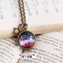 Load image into Gallery viewer, Galaxy Globe Necklace, Double Sided Pendant 3D, Cosmic BallNecklace, Sphere Pendant Necklace, 3D Glass Dome Necklace, Space Necklace Gift
