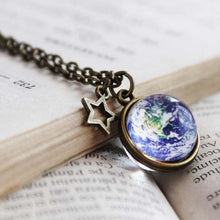 Load image into Gallery viewer, World Map Globe Necklace, Earth Necklace, Globe Necklace, Earth Pendant, Map Jewelry, World travel Adventurer Gift, Antique Map Necklace
