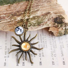 Load image into Gallery viewer, Sun and Moon Globe Necklace, Sun and Moon Globe Pendant, Sun Planet Gift, Sun Moon Gift, Ball Astronomy Cosmic Constellation Gift for her
