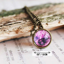 Load image into Gallery viewer, Space Necklace, Nebula Necklace, Galaxy Necklace, Nebula Globe Pendant, Planet Jewelry, Purple Galaxy Nebula, Solar System Necklace, For Her
