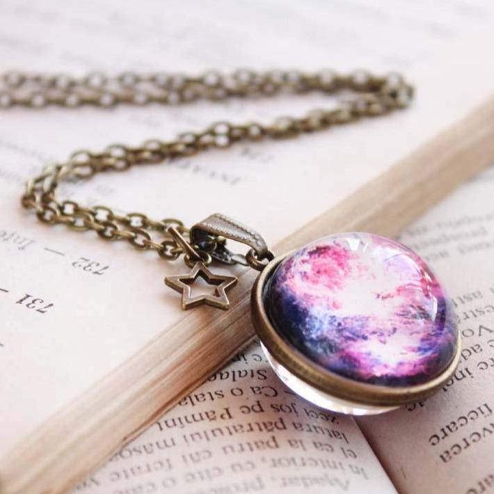 Orion Purple Nebula Globe Galaxy Necklace, Ball Sphere Pendant, Double Sided Galaxy Gift, Space Lovers, Galaxy Gift, Orion Nebula Space Gift