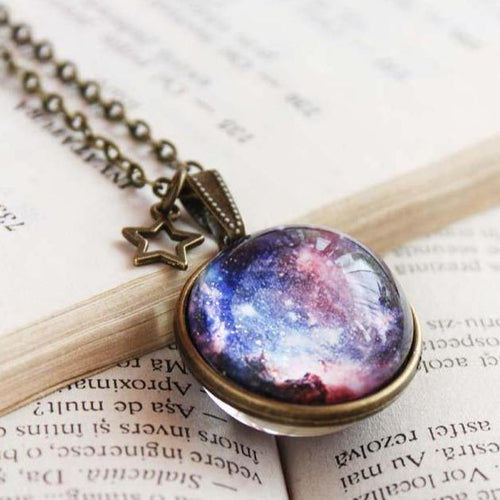 Galaxy Necklace Outer Space Necklace , Ball Sphere Pendant, Double Sided Galaxy, Space Lovers, Galaxy Gift, Nebula Space Constillation Gift