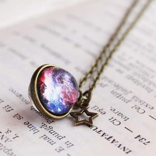 Galaxy Necklace Outer Space Necklace , Ball Sphere Pendant, Double Sided Galaxy, Space Lovers, Galaxy Gift, Nebula Space Constillation Gift