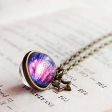 Load image into Gallery viewer, Milky Way Globe Necklace , Dark Blue Galaxy Ball Sphere Pendant, Double Sided Galaxy,  Galaxy Gift, Milky Way Night Sky Constellation Gift
