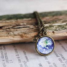 Load image into Gallery viewer, World Map Globe Necklace, Earth Necklace, Globe Necklace, Earth Pendant, Map Jewelry, World travel Adventurer Gift, Antique Map Necklace
