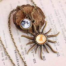 Load image into Gallery viewer, Sun and Moon Globe Necklace, Sun and Moon Globe Pendant, Sun Planet Gift, Sun Moon Gift, Ball Astronomy Cosmic Constellation Gift for her
