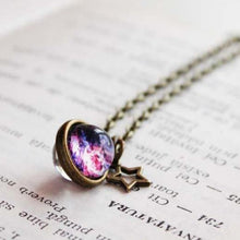 Load image into Gallery viewer, Tiny Galaxy Glass necklace, Nebula necklace, Purple Nebula, Two sided space Necklace, Sphere glass, Solar system jewelry Universe Gift
