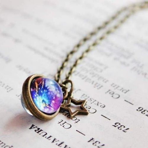 Tiny Purple Galaxy Globe Necklace, Space Globe Pendant, Universe Sphere Jewelry, Galaxy Necklace, Space Necklace, Purple Pendant Galaxy Gift
