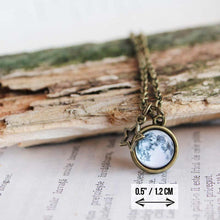 Load image into Gallery viewer, Tiny Full Moon Globe Necklace, Full Moon Pendant, Sphere moon ball, Double-sided Globe, Galaxy Celestial Jewelry, Moon Phase Gift for her
